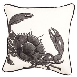 Coastal Marina Blue Crab on White 18 x 18 Inch Fabric Throw Pillow